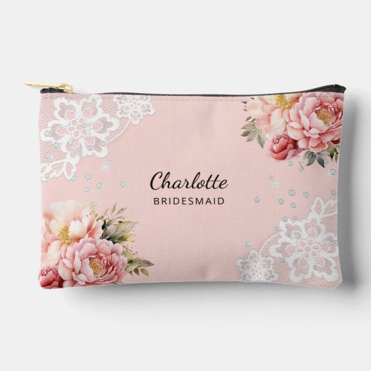 Bruidsmeisje roze bloemen kant etui (Voorkant)
