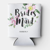 bruidsmeisje roze bloemenbruiloft Waterverf Blikjeskoeler (Voorkant)