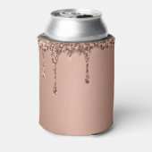 Bruidsmeisje Roze Drip Glitter Elegante Bruiloften Blikjeskoeler (Blikje Achterkant)