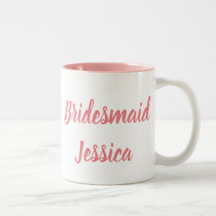 Bruidsmeisje Roze Elegant Script Cadeaus Bruilofte Tweekleurige Koffiemok