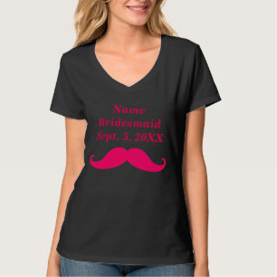 Bruidsmeisje roze snor vrouwen nano v-hals Shirt