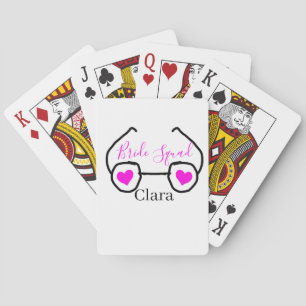 Bruidsmeisje roze zwarte duikbril hart bruidsdame pokerkaarten