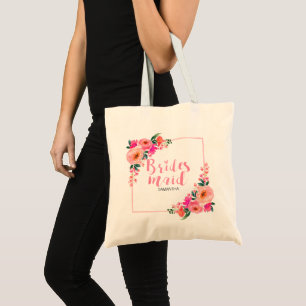Bruidsmeisje Rustiek Roze Bloemstuk Waterverf Tote Bag
