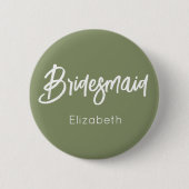 Bruidsmeisje Sage Groen Wit Bruiloft Ronde Button 5,7 Cm (Voorkant)