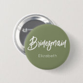 Bruidsmeisje Sage Groen Wit Huwelijk  Ronde Button 5,7 Cm (Voorkant /achterkant)
