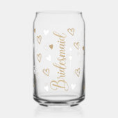 Bruidsmeisje Script Font in Gouden Glitter Met Wit Blikvorm Glas (Links)