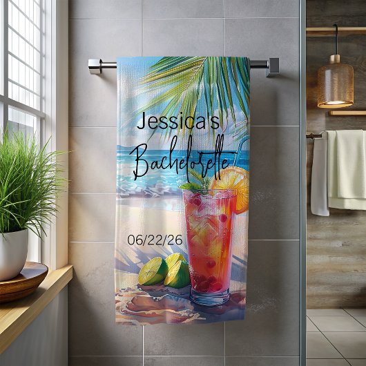 Bruidsmeisje Strand Monogram Cocktail Zeegezicht Strandlaken