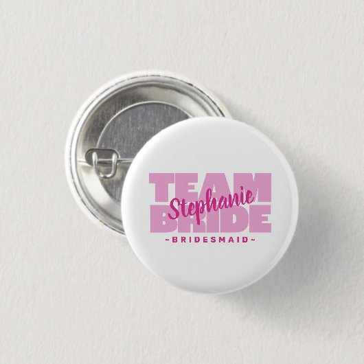 Bruidsmeisje Team Bruid Trouwen Aangepaste Naam Ro Ronde Button 3,2 Cm (Voorkant /achterkant)