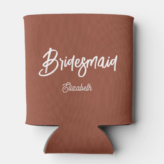 Bruidsmeisje Terracotta Bruiloft Bruin Blikjeskoeler (Achterkant)