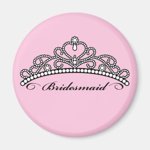 Bruidsmeisje Tiara Magnet (roze achtergrond) Magneet