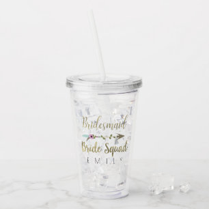 Bruidsmeisje Tribale Bloem Pijl Goud Bruiloft Acryl Drinkbeker
