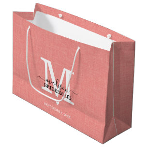 Bruidsmeisje Trouw Monogram Modern Roze & Wit Groot Cadeauzakje