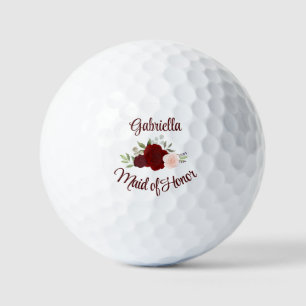 Bruidsmeisje Trouwcadeau Burgundy Roze Rozen Golfballen