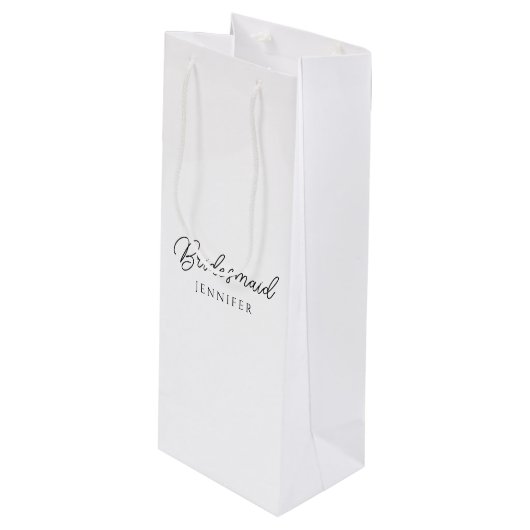 Bruidsmeisje Typografie Script Naam Sjabloon Best Wijn Cadeautas (Voorkant Gekanteld)