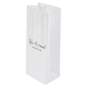 Bruidsmeisje typografie script naam sjabloon beste wijn cadeautas