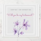 Bruidsmeisje uitnodiging Bubbly Champagne Prosecco Sparkling Wijnetiket (Enkel label)