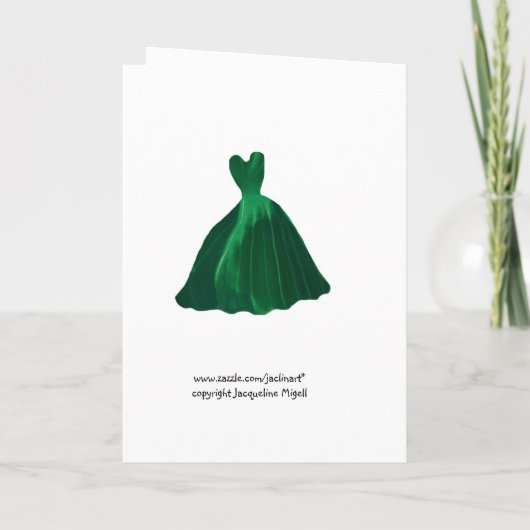 BRUIDSMEISJE Uitnodiging - HUNTER GREEN Leaf Gown (Achterkant)