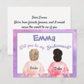 Bruidsmeisje verzoek / meisjes gewaden van achter  uitnodiging briefkaart (Voorkant / Achterkant)