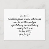 Bruidsmeisje verzoek / meisjes gewaden van achter  uitnodiging briefkaart (Achterkant)