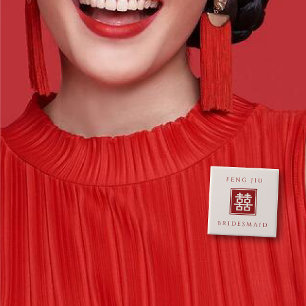 BRUIDSMEISJE Vierkante Dubbele Geluk Chinese Bruil Button 5,1 Cm