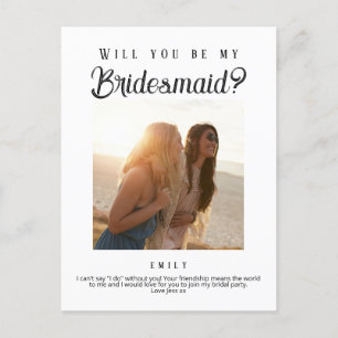Bruidsmeisje voorstel, aangepaste krant briefkaart