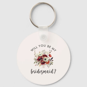 Bruidsmeisje Voorstel Bloemrijke Hartelijke Boodsc Sleutelhanger