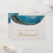 Bruidsmeisje voorstel Blue Geode Agaat Marmer Kaart (Voorkant / Achterkant in situ)