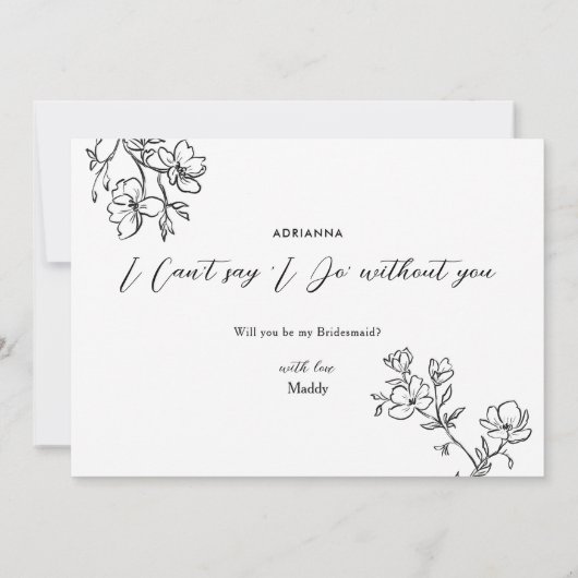 Bruidsmeisje voorstel delicate bloemen elegant kaart (Achterkant)