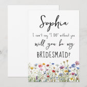 Bruidsmeisje voorstel kaart Wildbloemen (Voorkant / Achterkant)