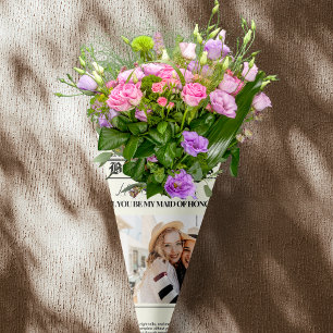 Bruidsmeisje voorstel krant boeket foto cadeaupapier