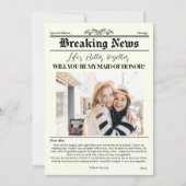 Bruidsmeisje voorstel krant Hoesje 1 foto Kaart (Voorkant)