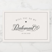 bruidsmeisje voorstel mini mousserende wijn label sparkling wijnetiket (Enkel label)