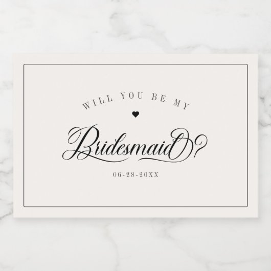 bruidsmeisje voorstel mini mousserende wijn label sparkling wijnetiket (Enkel label)