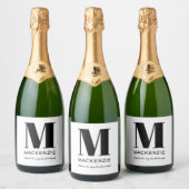 Bruidsmeisje voorstel Monogram Naam Sparkling Wijnetiket (Flessen)