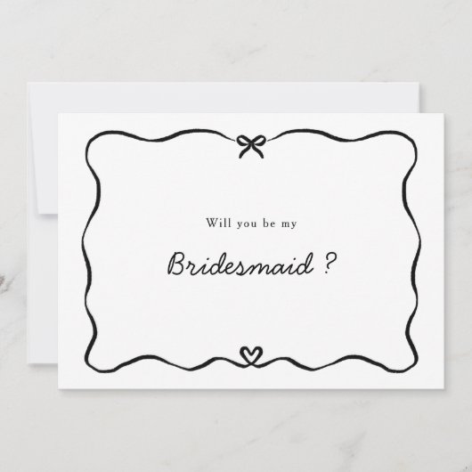 Bruidsmeisje voorstel Schattigee Bow Hart lijst Kaart (Voorkant)