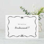 Bruidsmeisje voorstel Schattigee Bow Hart lijst Kaart (Staand voorkant)