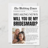 Bruidsmeisje voorstel uitnodiging in oude krant st (Voorkant)