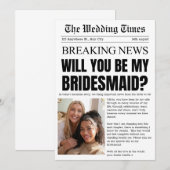 Bruidsmeisje voorstel uitnodiging in oude krant st (Voorkant / Achterkant)