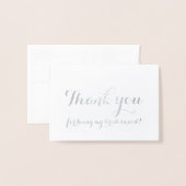 Bruidsmeisje White Wedding Dank u Folie Kaarten (Voorkant met envelop)