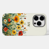 Bruidsmeisje | Wilde bloem Monogram Moederdag Brui Case-Mate iPhone Case (Achterkant (horizontaal))