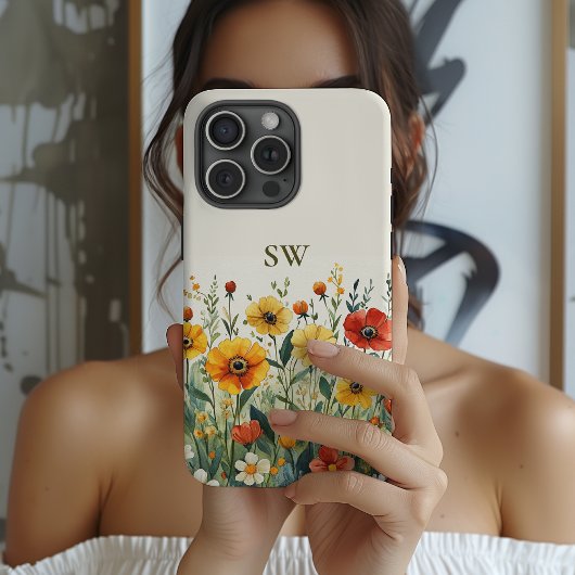 Bruidsmeisje | Wilde bloem Monogram Moederdag Brui Case-Mate iPhone Case