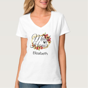Bruidsmeisje Zonnebloemen Rozen Bloemstuk Cadeau T-shirt