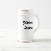 Bruidsmeisje Zwart Elegant Script Cadeaus Bruiloft Bierpul (Voorkant rechts)