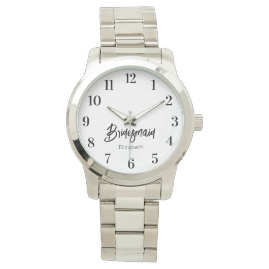 bruidsmeisje zwart wit bruiloft gunst cadeau horloge (Voorkant)