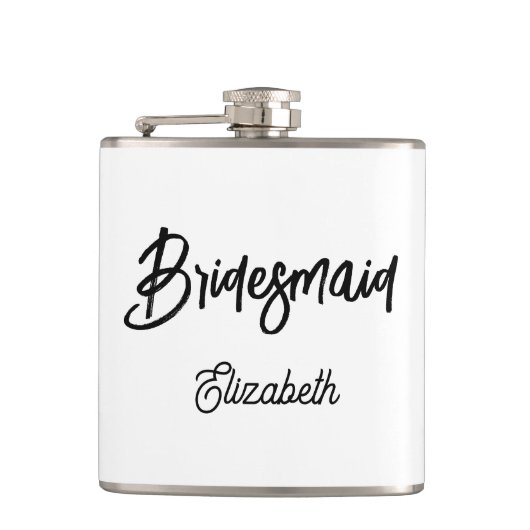 Bruidsmeisje Zwart Witte Bruiloft  Heupfles (Voorkant)