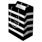 Bruidsmeisje zwart witte strepen medium cadeauzakje (Achterkant Gekanteld)