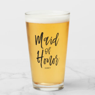 bruidsmeisje Zwarte scriptstijl Glas