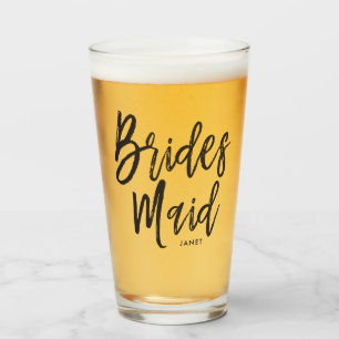 bruidsmeisje Zwarte scriptstijl Glas