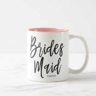 Bruidsmeisjes   Aangepaste bruiloft in Script-stij Tweekleurige Koffiemok