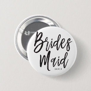 Bruidsmeisjes   Aangepaste bruiloft in zwarte Scri Ronde Button 5,7 Cm